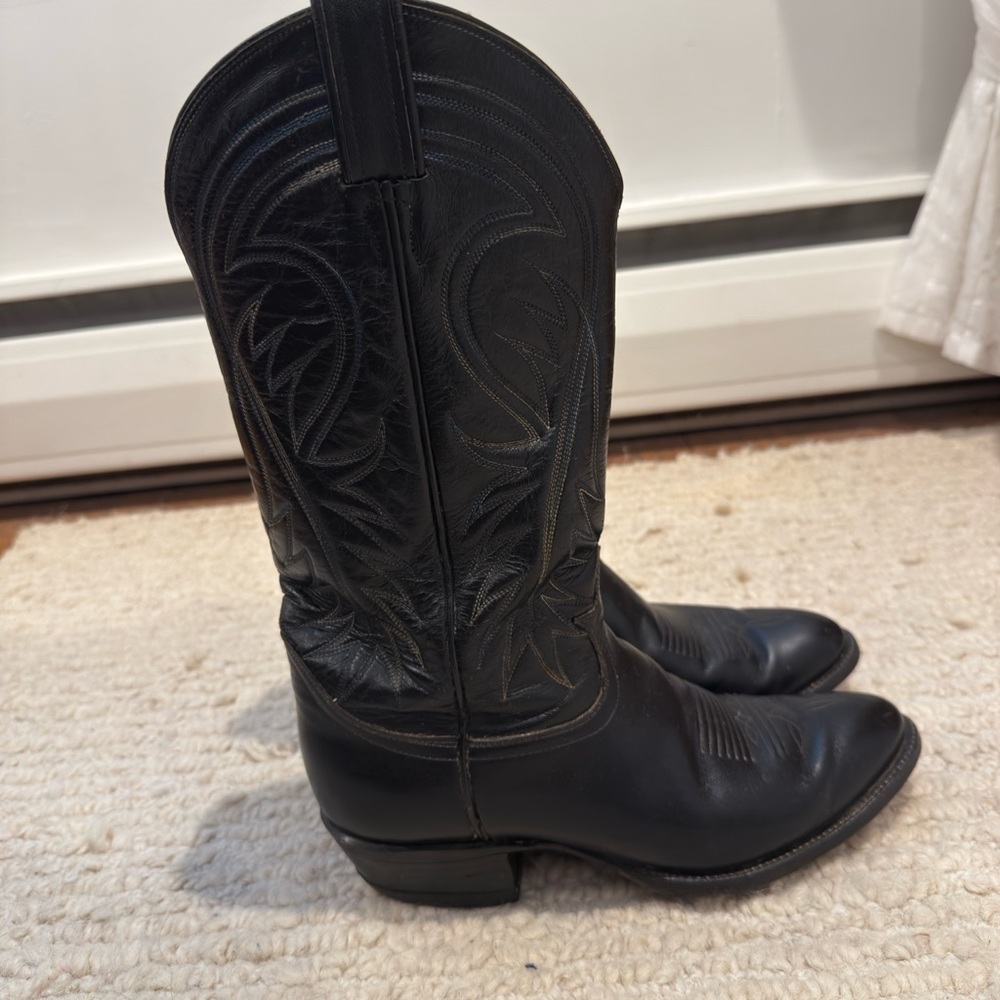 Tony Lama Black Leather Cowboy Boots
